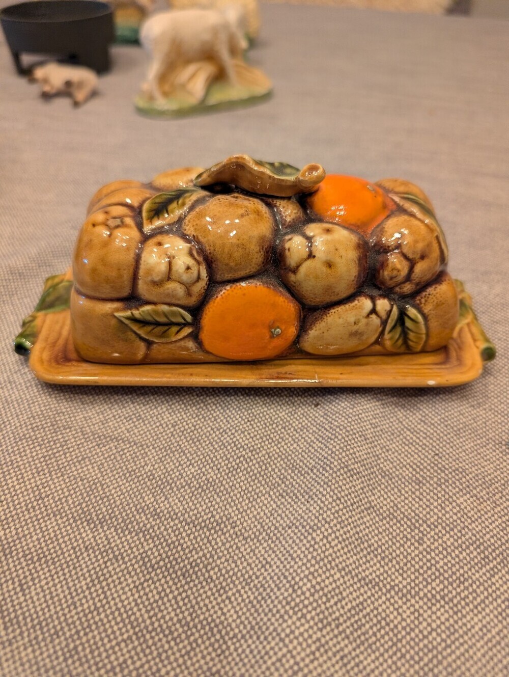 VINTAGE JAPAN CERAMIC FRUIT BUTTER DISH • 1970s Kitsch Retro Kitchen Decor • Orc